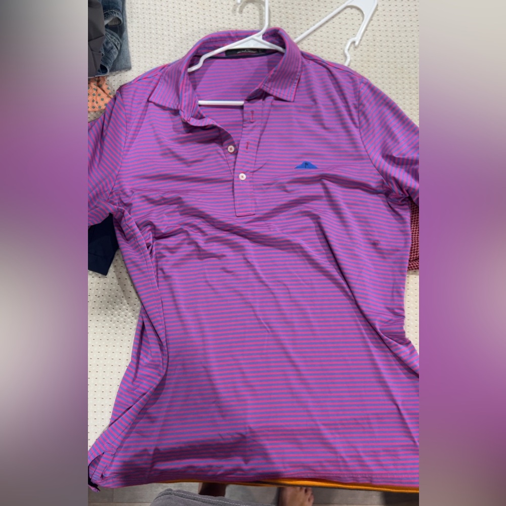 Polo By Ralph Lauren Purple And Pink Striped Polo… - image 1